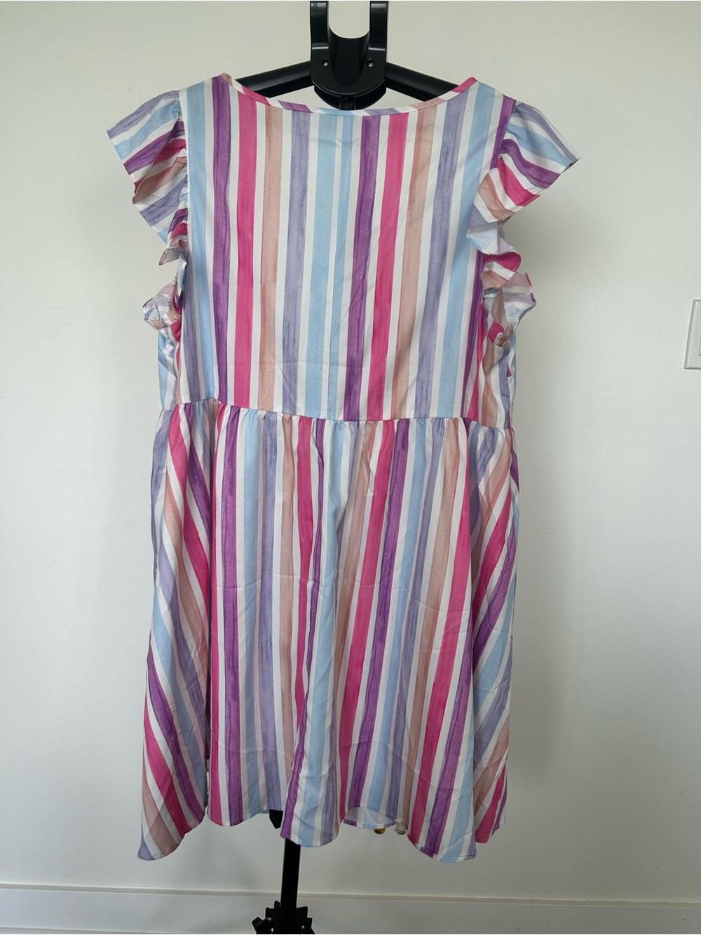 SHEIN Pastel Striped V-Neck Dress in Pink, Lavender, Blue and Cream - Picture 2 of 4